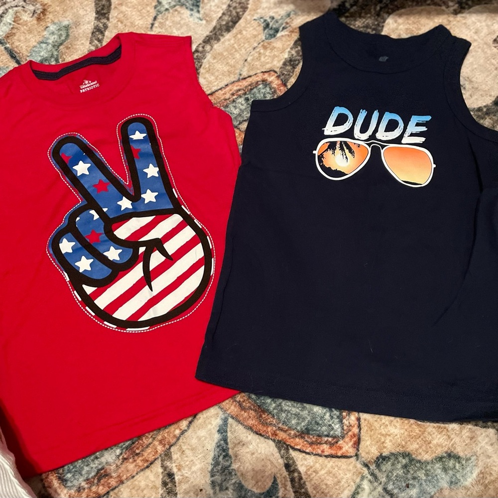The Children’s place Sporta and Walmart patriotic boys xs/s tank tops